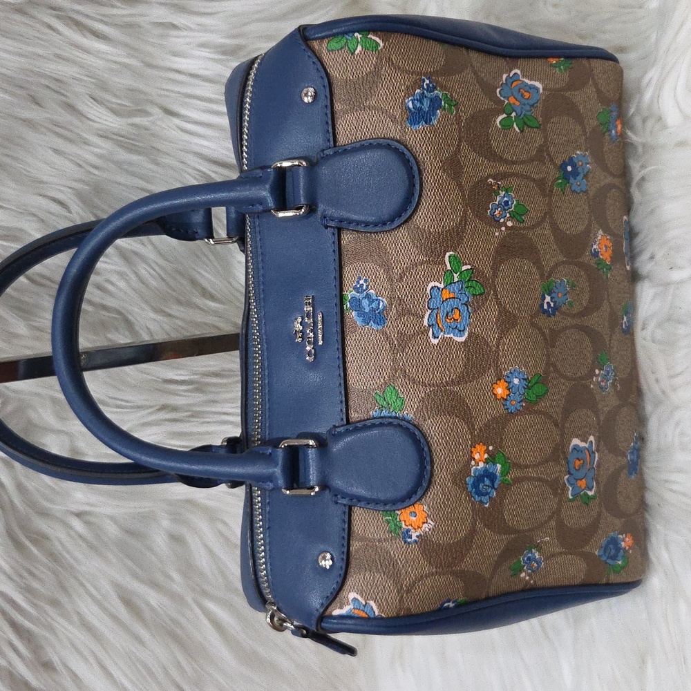 💙🔹️Coach 🔹️Mini Bennett Floral Logo Printed coated Canvas Satchel Wallet Set - Picture 8 of 13
